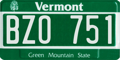 VT license plate BZO751
