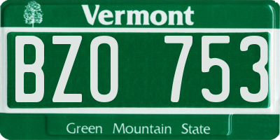 VT license plate BZO753