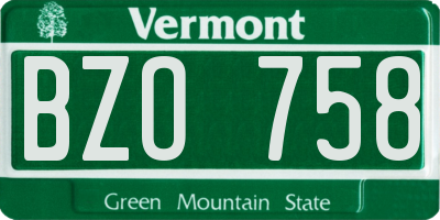 VT license plate BZO758