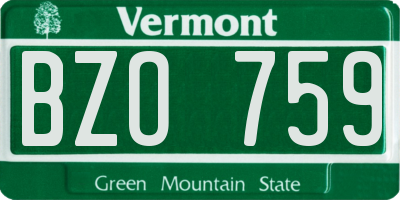 VT license plate BZO759