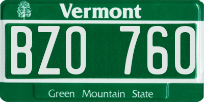VT license plate BZO760