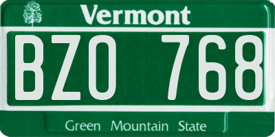 VT license plate BZO768