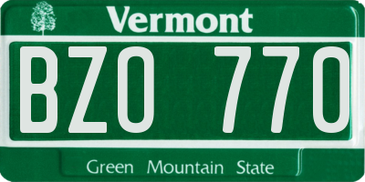 VT license plate BZO770