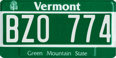 VT license plate BZO774