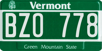 VT license plate BZO778