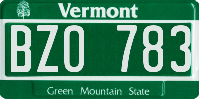 VT license plate BZO783
