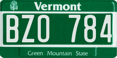 VT license plate BZO784