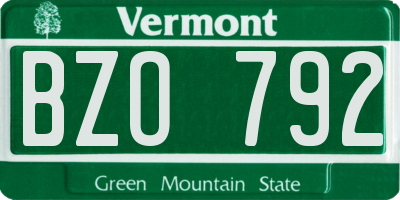VT license plate BZO792