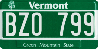VT license plate BZO799