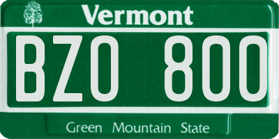 VT license plate BZO800