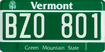 VT license plate BZO801