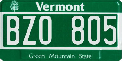 VT license plate BZO805