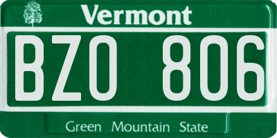 VT license plate BZO806