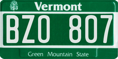VT license plate BZO807