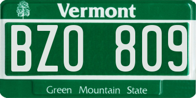VT license plate BZO809