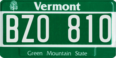 VT license plate BZO810