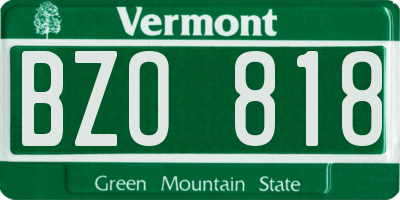 VT license plate BZO818
