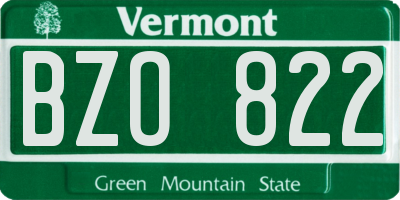 VT license plate BZO822