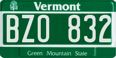 VT license plate BZO832