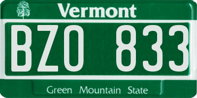 VT license plate BZO833