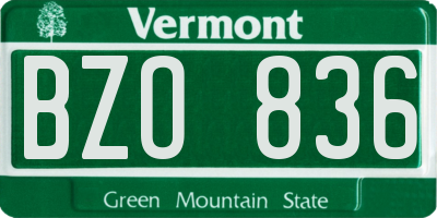 VT license plate BZO836