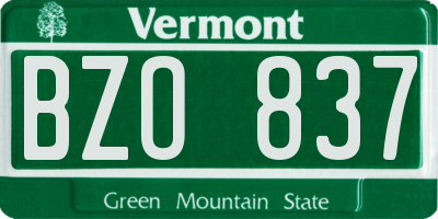 VT license plate BZO837
