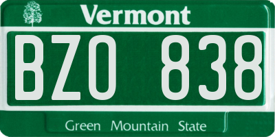 VT license plate BZO838
