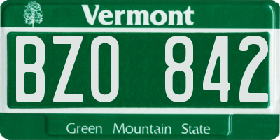 VT license plate BZO842