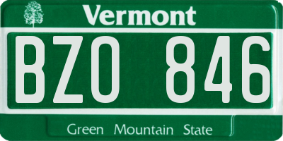 VT license plate BZO846