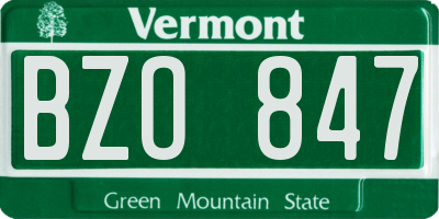 VT license plate BZO847