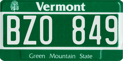 VT license plate BZO849