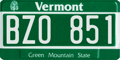 VT license plate BZO851