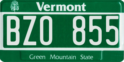 VT license plate BZO855