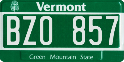 VT license plate BZO857
