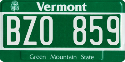 VT license plate BZO859