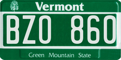 VT license plate BZO860