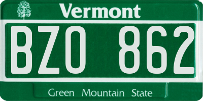 VT license plate BZO862