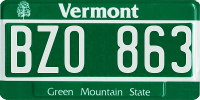 VT license plate BZO863