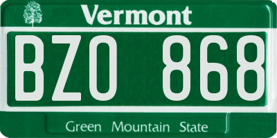 VT license plate BZO868