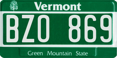 VT license plate BZO869
