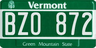 VT license plate BZO872