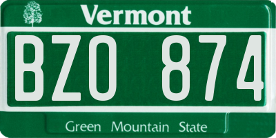 VT license plate BZO874