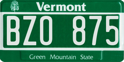 VT license plate BZO875