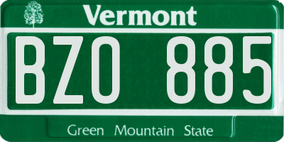 VT license plate BZO885