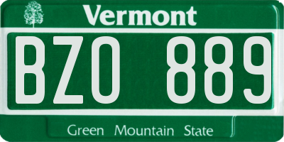 VT license plate BZO889