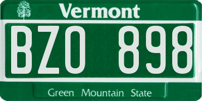 VT license plate BZO898