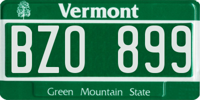 VT license plate BZO899