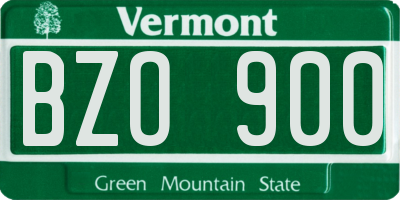 VT license plate BZO900