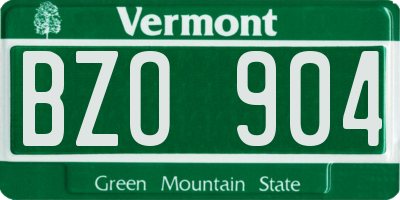 VT license plate BZO904
