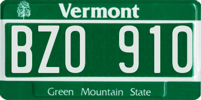 VT license plate BZO910